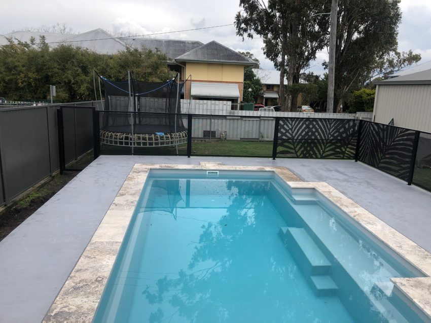 Palmy Perf perforated pool fence in Textured Black, Lake Macquarie
